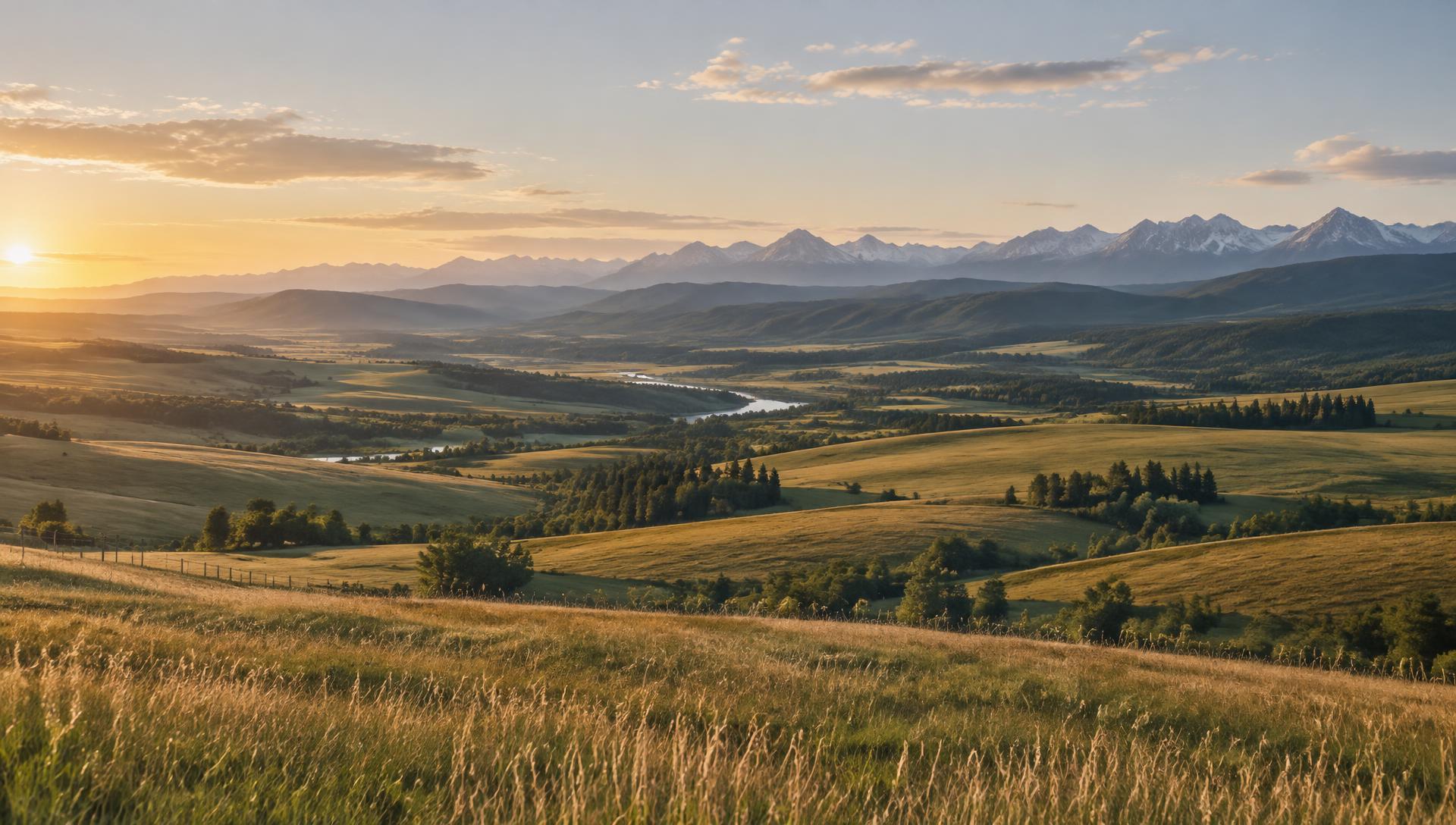 Alberta prairie rolling into the foothills of the Rockies at sunrise